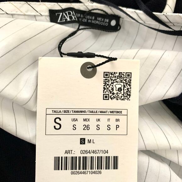 Zara Mixed Poplin Pinstripe Jacket / Long Tunic Shirt in Striped Black/White - Picture 10 of 13